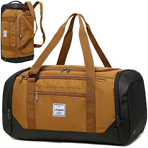 Laripwit Reisetasche Herren 40L Mittelgroß Sporttasche mit Schuhfach und Nassfach Weekender Travel Tasche Rucksack für Reisen Duffel für Damen, Braun