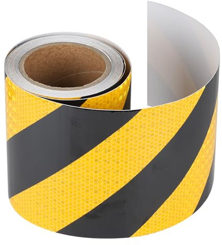 SUPAWAY Gestreiftes Warnband Selbstklebende Sicherheitsaufkleber Warnklebeband Flatterband Wasserdicht Reflexionsband Signalband für Trassenwarnband die Baustelle Markieren (15cm x 10m Gelb & Schwarz)