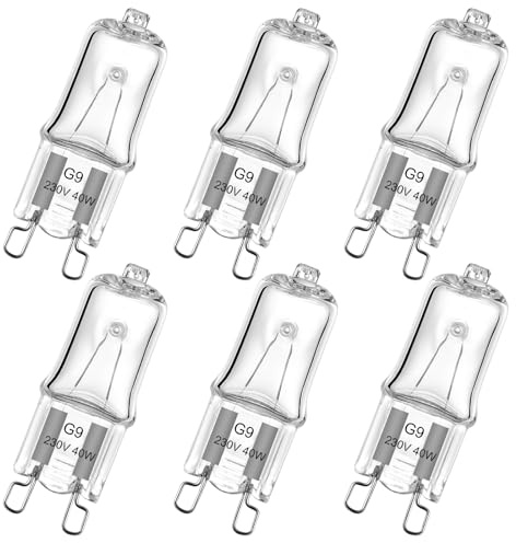 EKSAVE Backofenlampe G9 Halogenlampe 40W 230V Oven Lampe Für Backofen- und Mikrowellenanwendungen 300 Grad C Hitzebeständige Glühbirnen 6 Stück