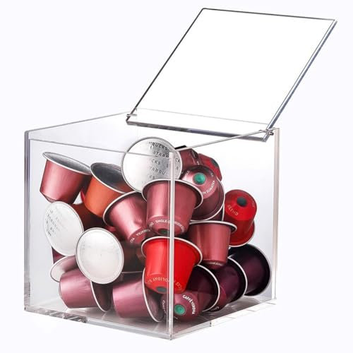 Coffee pods Capsules Storage Container Box Acrylic Coffee Pod Holder Clear Capsule Holder Storage Box, Desktop Candy Tea Display Case, Compatible with Nespresso K Cup(16cm)