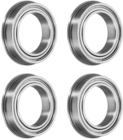 sourcing map F6701ZZ Flanged Ball Bearing, 4pcs 12 x 18 x 4 mm Chrome Steel Double Shielded ABEC3 ZV2 Flange Bearings