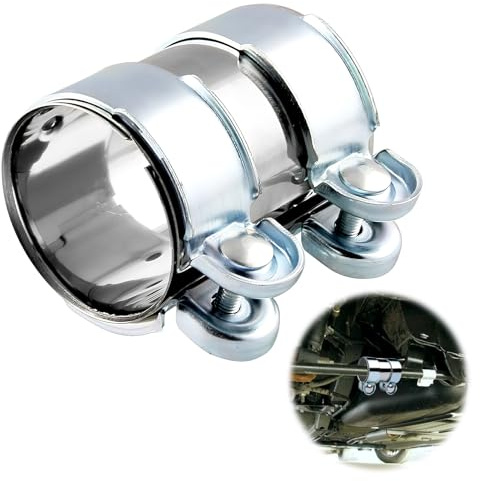 Doppelschelle Edelstahl Auspuffschelle Edelstahl Auspuffschelle Rohrverbinder Ø50 55 60mm, Reparaturschelle Verbindung, Abgasanlage Universal 95 mm Länge (Ø 50mm / L: 95mm)