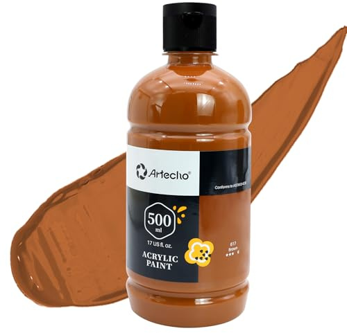 Artecho Acrylfarbe Braun 500 ml, Wasserfest und Lichtecht, Schnell Trocknend, Acrylfarbe für Leinwand, Holz, Stoff, Handwerk, Leder und Stein.