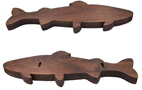 Soporte magnético para cuchillos de nogal, soporte de pared, forma de pez, bloque de almacenamiento de utensilios de cocina