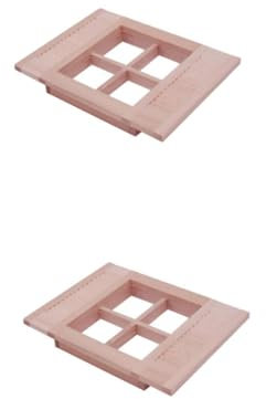 Garneck 2 Stück 4 Gitter Jalousien Fensterrollo Mini Puppenmöbel Dekoration Puppenhausmöbel Babypuppenspielzeug Kinderspielzeug Fensterläden Minihausfenster Minihaus Jalousien Holz