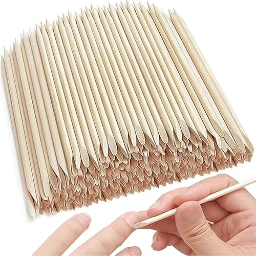 100 Pieces Orange Wooden Nail Sticks - Double-Ended Cuticle Pushers, Nail Cleaners, and Nail Art Tools for Manicure, Pedicure, Gel Polish Removal - Multi-Purpose Professional and Home Use
