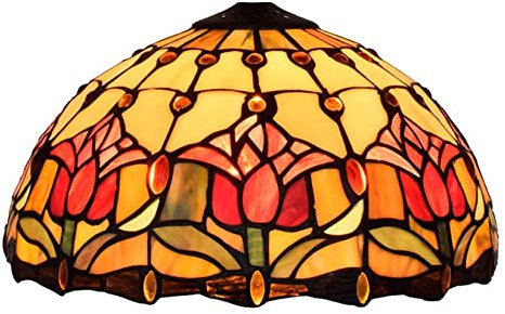 WDCDYQDH Abat-Jour de Rechange en Verre teinté Tiffany, Tulipe, Rose, Raisin, Baroque, Tournesol, lys, pour Lampe de Table, plafonnier, Suspension, Abat-Jour coloré Uniquement, l 12 x H 7, Rouge