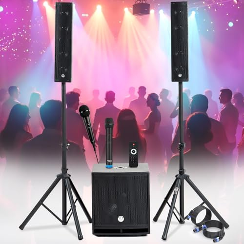 Système Sonorisation Complet 1200W Enceintes DJ, ENORME SUB 38cm USB/Bluetooth, 2 MICROS, Fête de la Musique, Mariage, Baptême