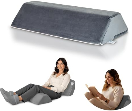 PEZE® Rückenkissen für Bett & Sofa (grau) Keilkissen & Lesekissen für Erwachsene - Kissen Knie, Beine, Rücken, Dekubitus - Bettsitzkissen zum Anlehnen & Hochlagern - orthopädisches Rückenstützkissen