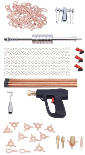 Yidubid Kit De Soldador Desabollador, 86 Piezas Carrocería Reparador De Puntos Soldador De Espárragos Pistola Martillo Mini Soldador para Superficies Metálicas Desabollador Black,1