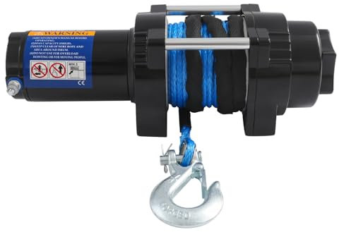 C-Juzarl Elektrische Seilwinde 12V, 4500 LBS/2045 Kg Motorwinde Seilzug, Synthetikseil, Nylonseil, Mit Fernbedienung für Autos, Anhänger, LKW, Yachten