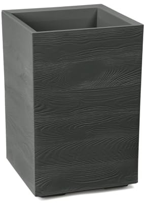 LAMELA Bac à Plantes sur roulettes Hauteur 60 cm, 36 L - Pot de Fleurs en Plastique Effet Bois - Cache-Pot avec Drainage - Résistant aux intempéries et Facile d’Entretien, Anthracite | Robuste, résistant aux intempéries, insert amovible, drainage intégré, racines saines, contenance 36 L, Aspect Bois
