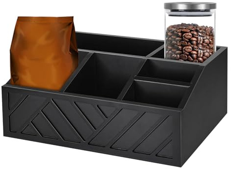 Organisateur pour station café sur comptoir Panier compartimenté dosettes