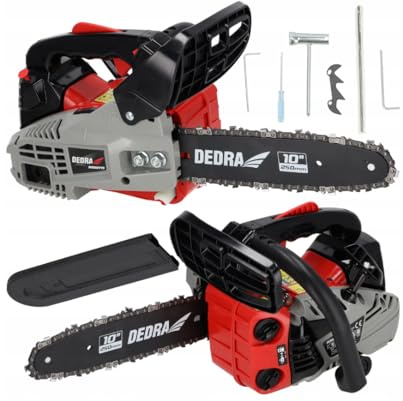 DEDRA Garden Tronçonneuse thermique d'élagage 1,0 kW 25,4 cm³, mini tronçonneuse avec guide-chaîne 25 cm (10), pour coupe de branches et bois de chauffage au jardin