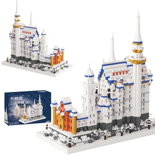 Deutschland Schwan Stein Schloss Mini Bricks Kit, Deutschland Berühmte Architektur Mini-Baustein-Set, Schloss Neuschwanstein Klemmbausteinen, Architektur Modell Sammlung BAU Spielzeug(2790PCS)