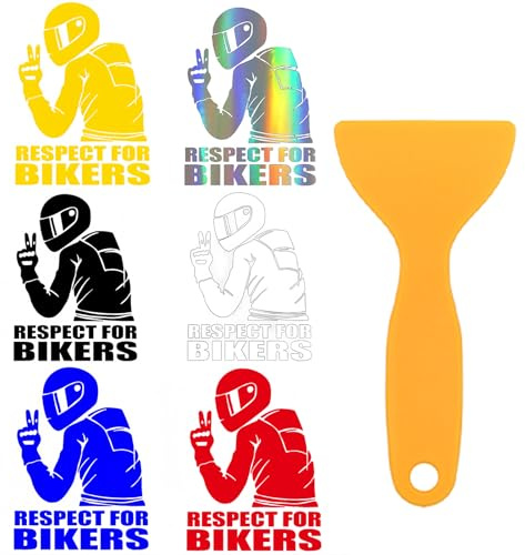 6 Stück Vinyl Autoaufkleber Motorrad Aufkleber Dekorative Autoaufkleber Respect for Bikers Aufkleber Auto Reflektierender Autoaufkleberdekoration Mit Schaber Geeignet für Autos,LKWs,Motorräder,Helme