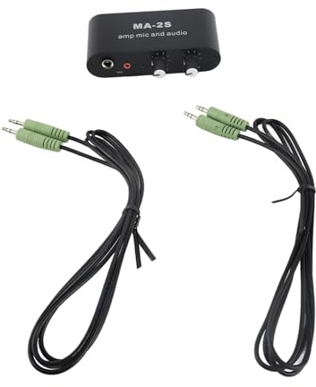 Preamplificatore audio stereo con 3 porte di uscita e guscio in alluminio ABS - Amplificatore per cuffie per microfoni dinamici e a condensatore - Interfaccia da 3,5 mm e 6,5 mm