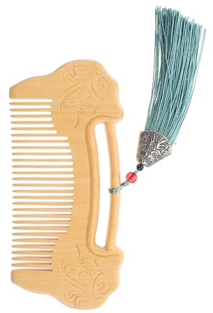 IMIKEYA Boxwood Wooden Hair Comb with Fine Teeth and Ruyi Lock Carving Scalp Massage Brush for Hair and Beard Care Elegant Handmade Grooming Tool Gift for Women