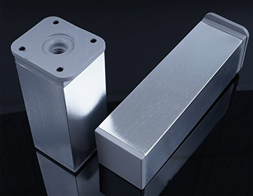 Stahlia Möbelfüße verstellbar quadratisch 60mm (4 Stück) Edelstahl Optik 40x40mm Füße für Möbel Möbelerhöhung Schrankfüsse Möbelbeine Schrankbeine
