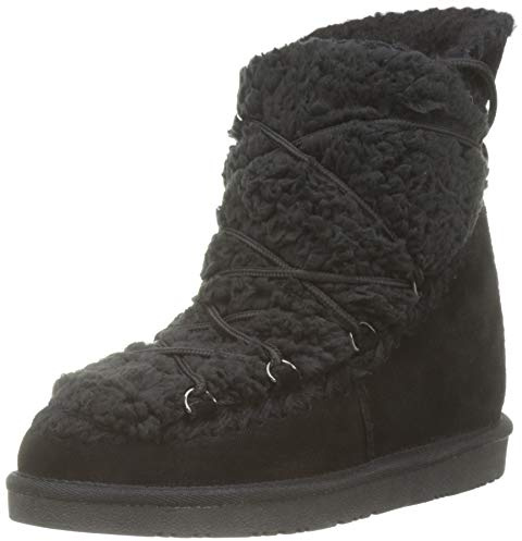 Botas Estilo Australiano Negras con Detalle de Borrego para Mujer 46486