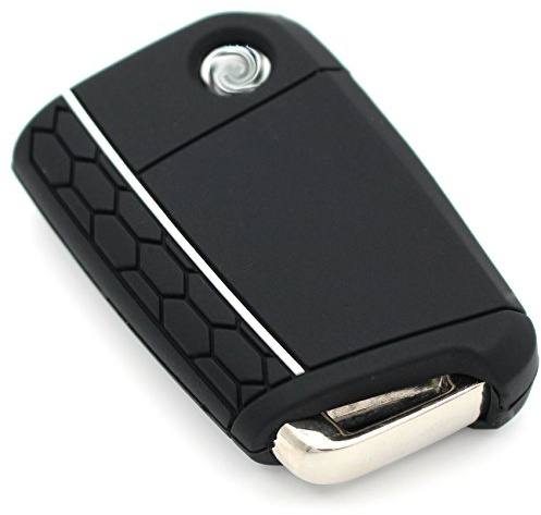 CYK www. CoverYourKey .de Schlüssel Hülle VB für 3 Tasten Auto Schlüssel Silikon Cover Schlüsselhülle Etui Schutzhülle (Schwarz Weiß)