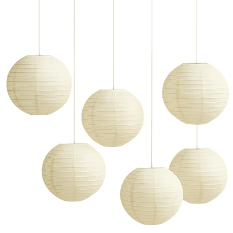Paper Lanterns Mix Color Packs of 6 Round Paper Lanterns Lampshade Party Decorations (All Ivory/Cream, 12 (30 Cm))