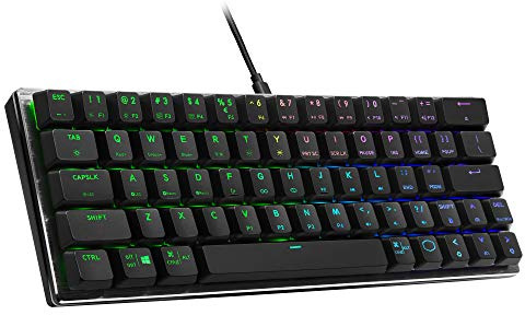 Cooler Master SK620 Tastiera meccanica da gioco a basso profilo 60% grigio spaziale, interruttori touch marroni, RGB personalizzabile, design ergonomico, connettività USB-C, Mac/Windows, QWERTY
