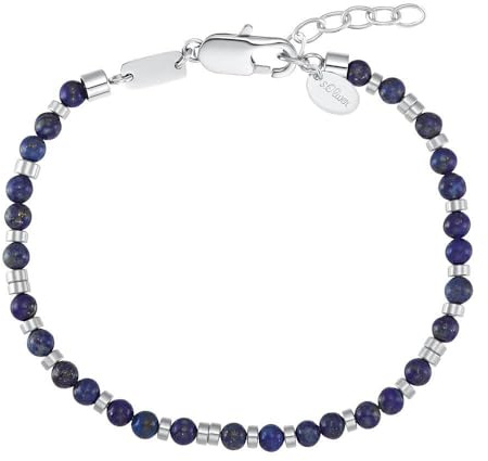 s.Oliver Armband Edelstahl Herren Armschmuck, mit Lapis, 20+3 cm, Blau, Kommt in Schmuck Geschenk Box, 2031483