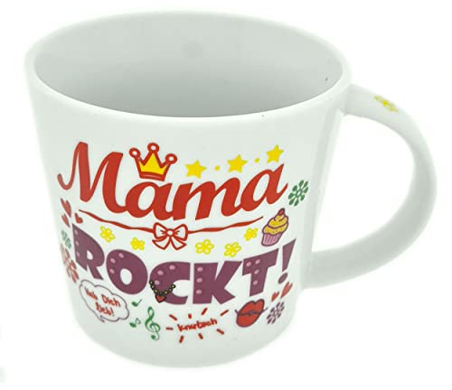 Porzellan-Tasse, Mama rockt! Hab dich lieb, 320ml Kaffee-Tasse Kaffee-Becher