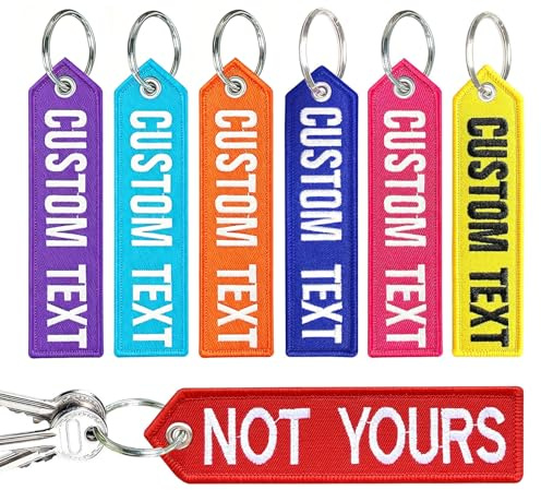 Brillina Benutzerdefinierte Stickerei Schlüsselanhänger, personalisierte jeder Text für Männer Geschenk Motorrad ATV Auto Scooter (Colorful), 12.5x 3cm