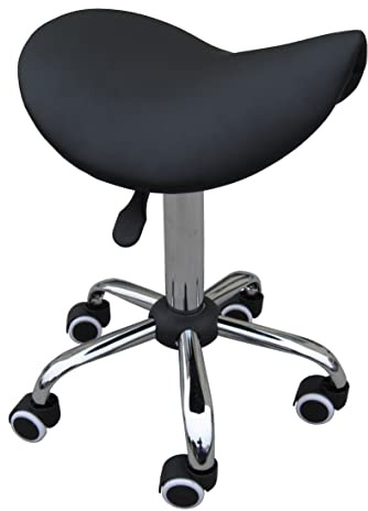 ZEN MASSAGE WARE ZEN Pro Tabouret de selle avec roulettes - Ergonomique et confortable - Réglable en hauteur - Idéal pour table de massage, bureau, cabinet médical - Noir