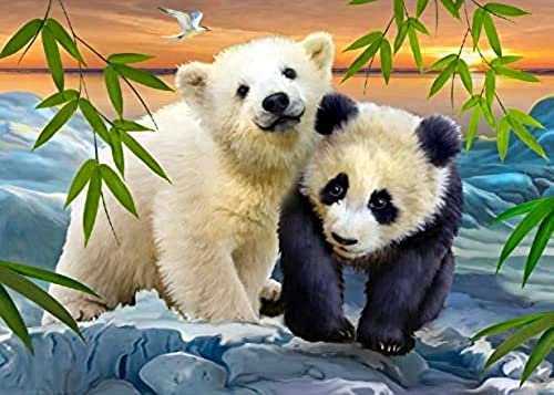 Wooden Jigsaw Puzzle 1000 Teile, Netter Panda-Eisbär Puzzle Für Erwachsene Geschicklichkeitsspiel Kinderspiel Merkspiel Hölzerne Puzzles Für Kids Erwachsene Adults