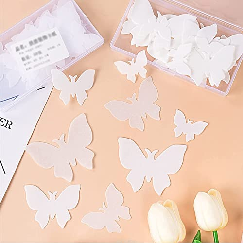 BOZILY 50pcs Weiße Essbare Schmetterlinge Tortendeko Schmetterlings Kuchen Dekorationen essbare Kuchen Topper Schmetterling Cupcake Toppers essbare gefrorene Kuchen Topper für Kuchen Muffins CupCakes…