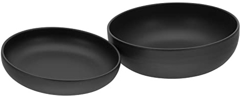 CreaTable, 30001, Serie Uno Black - Salatschalen Set 2-teilig aus Steinzeug, spülmaschinen- und mikrowellengeeignet, Made in Portugal