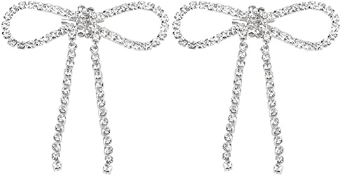 Spilla con strass per donna, confezione da 2 spille scintillanti Spille da bavero Accessori per abiti eleganti Gioielli Fiore all'occhiello Corpetto per cappello Borsa Cravatta(Fiocco 5,5x7 cm)
