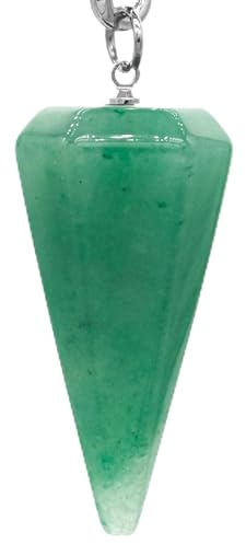 Vibratis Pendule Divinatoire de Radiesthésie Pierre d'AVENTURINE forme cône - Pierre de Protection & d'Enracinement [𝐒𝐀𝐓𝐈𝐒𝐅𝐀𝐈𝐓 𝐎𝐔 𝐑𝐄𝐌𝐁𝐎𝐔𝐑𝐒É]