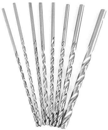 KhUKhu Metallbohrer, Spiralbohrer, HSS, extra Langer Bohrer, 6/7/8/9/10/11/12/13/14 mm, 9-teiliges extra langes Schnellarbeitsstahl-Bohrer-Set (Lochdurchmesser: 9 Stück 6 14 mm)