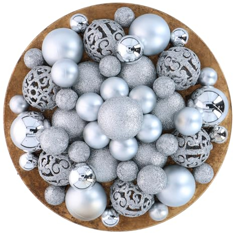 Giftsome Set di Palline di Natale Argentate - 101 Palle di Natale Plastica - Incl. Picco Argento - Decorazioni Albero di Natale - Addobbi Albero di Natale - per Interni ed Esterni - Ø3/4/6 CM