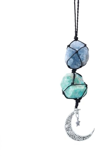 Auto Rückspiegel Anhänger, 1 Stuck Hängender Autoanhänger, Baumelnder Mond Heilkristall Accessoires, Rückspiegel-Dekorationen