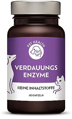 Naturliches Verdauungsenzyme Und Probiotika Kapseln für Hunde und Katzen - 0% schädliche Füllstoffe - Hund Darmflora aufbauen, verbesserte Verdauung & Immunsystem (60)
