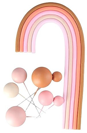 Benytro Bohemian Cake Decorations Rainbow Bubble Balls Decorations, Suitable for Bohemian Themed Wedding Birthday Party Baby Shower Supplies(Pink)