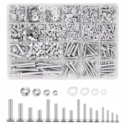 1 Set Vis, Kit Visserie De Boulons Hexagonaux à Tête Plate En Acier Inoxydable Écrous Et Rondelles Convient Aux Poignées De Porte, à l'Industrie Des Machines, Produits Électroniques(COLOR:argent)