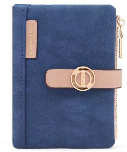 REETEE Damen Geldbörse Klein und im Kurzformat Portmonee Damen PU Leder Portemonnaie mit Mehreren Fächern, Geldbeutel mit Zipper Münzfach Kleines Brieftasche (Dunkelblau)