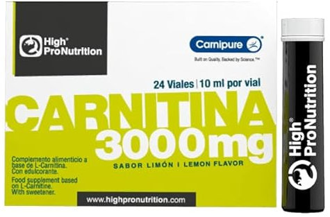 Highpro nutrition L-Carnitina liquida 3000mg Carnipure®| 24 Viales monodosis|sabor limon|10ml