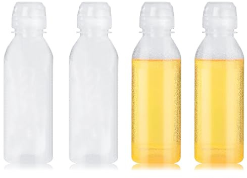 GOIEHIR Squeeze Flasche, 4 Stück Kunststoff Ölflasche Quetschflasche 500 ml, mit Kappen Squeeze Ölspender Flaschen für Ketchup, Olivenöl, Saucenflasche