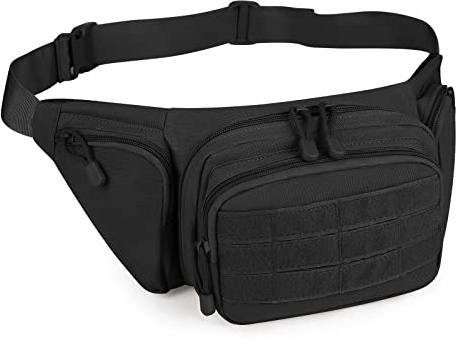 Explokit Taktische Bauchtasche Militar Wasserdichte Gürteltasche Molle Multifunktionale Hüfttasche mit Reißverschluss Nylon Fanny Pack für Herren Damen Outdoor Radfahren Trekking Wandern (#01-Schwarz)