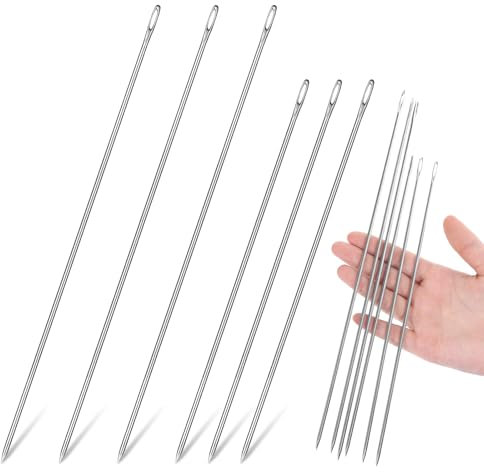 6 Stück 25/30CM Polsternadeln Lange Nadel Nähnadeln, Große Nadel Lang Polsterernadeln für Polster Reparaturnähte an Leder und Segeltuch, riesige für große Bastelprojekte