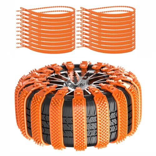 LNZKX Catene Neve Auto per VW Golf Variant VIII VI V IV III Wagon Estate, Reusable Catene Regolabili Antiscivolo Auto Fascette Cavi per Pneumatici da 165-275mm,20Pcs-Orange