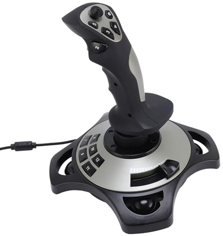Joystick de Simulation de Vol PC, Contrôleur de Jeu de Simulateur de Vol USB avec Fonction de Vibration et Contrôle de L'accélérateur, Manette de Jeu Filaire Flight Sim Stick