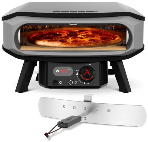 COZZE Gas Pizzaofen mit Drehfunktion 17 Zoll - Großer Pizza Ofen Gas Outdoor (50mbar) mit Rotation - Pizza Backofen für Familienpizzen